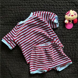 Zara Kids Red and Blue Striped Matching Set